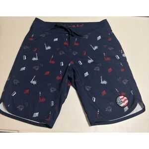 Travis Mathew Victorious Americana Blue Swim Trunks Board Shorts Size 30